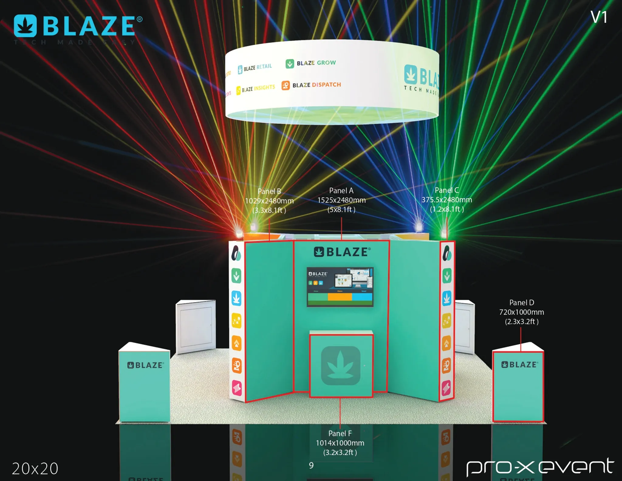 20x20 Island booth design by Pro-X Exhibits